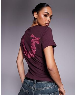 TRUE RELIGION Baby Tee With Diamante Logo Back Print - Purple