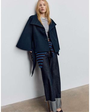 Stradivarius Soft-Touch Cape Jacket - Blue