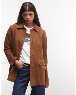 Monki Premium Suede Jacket - Brown