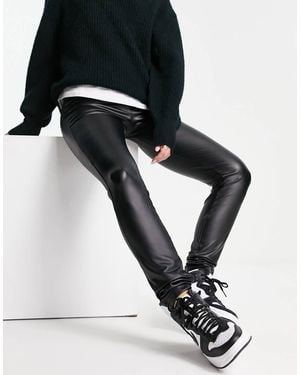 Noisy May Leggings Negros De Cuero Sintético De