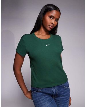 Nike Ribbed Short Sleeve Top - Green