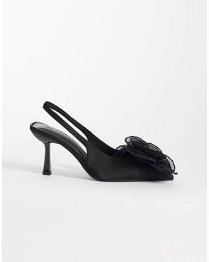 ASOS Sunset Oversized Corsage Slingback Mid Heel Shoes - Black