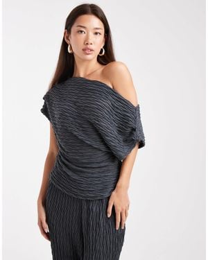Vero Moda Textured Jersey Off Shoulder Drapey Top Co-ord - Blue