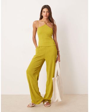 ASOS Pantalon large d'ensemble texturé - Jaune