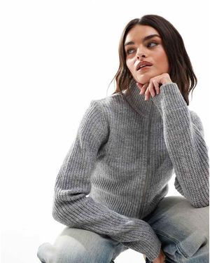 Threadbare Jersey Con Cuello Alto Y Cremallera De Canalé De - Gris