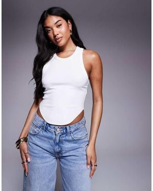 GOOD AMERICAN Micro Rib Knit Tank Top - Blue