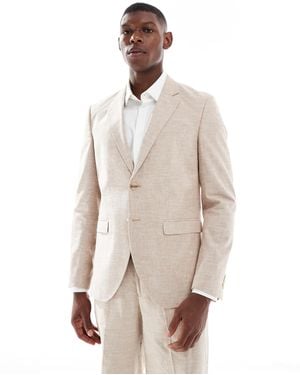 Jack & Jones Premium Linen Mix Slim Fit Suit Blazer - Natural
