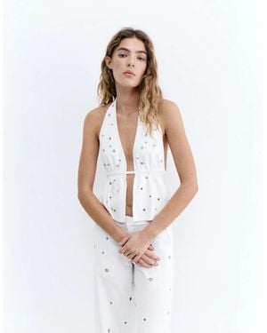 Pull&Bear – neckholder-oberteil - Weiß