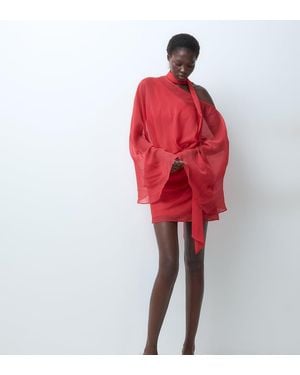 ASOS Asos Design Tall Mini Jurk Met Blote Schouders Van Chiffon En Cape Met Sjaal - Rood