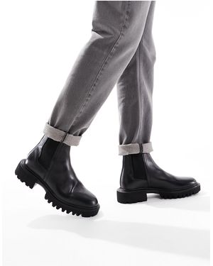 AllSaints Vince Leather Chunky Chelsea Boots - Grey