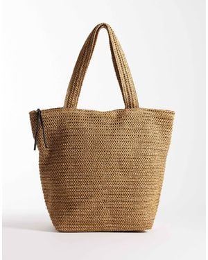 ASOS Tote bag en paille au crochet - naturel - Marron