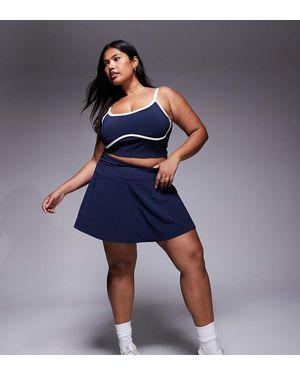 4505 Falda De Estilo Tenista Con Vuelo Y Pantalones Cortos Interiores De Curve - Azul