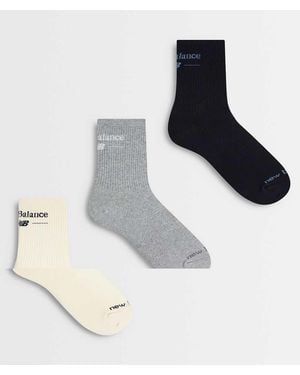 New Balance Script Logo Quarter Crew Sock - White