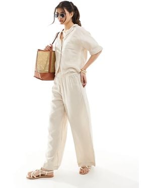 ONLY Linen Mix Wide Leg Trouser Co-ord - White
