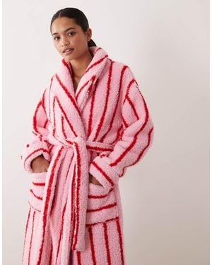 Threadbare Bata De Casa A Rayas Con Capucha En Y Rojo