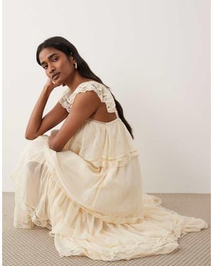 Miss Selfridge Chiffon Tiered Maxi Dress - Natural