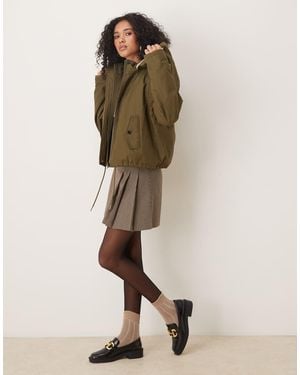 ASOS Cropped Parka With Borg Lined Hood - Natural
