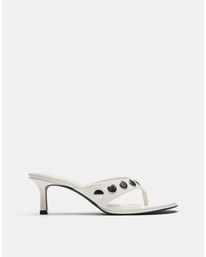 Pull&Bear Heeled Sandals With Studs - White