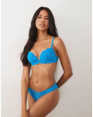 Ann Summers Sexy Lace Padded Plunge Bra - Blue