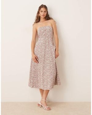 Abercrombie & Fitch Strapless Flare Midi Dress - Blue