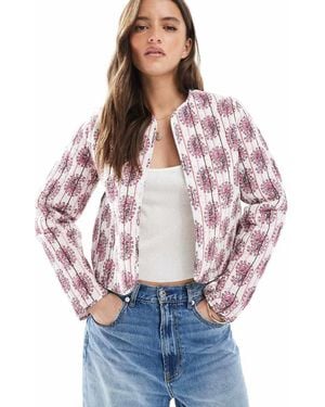 Threadbare Chaqueta Rosa Y Blanca Guateada Con Estampado De Cachemir De Algodón De - Rojo