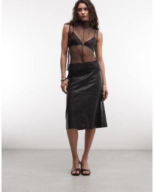 AllSaints Olivia Falda Midi De Cuero De Cordero En - Multicolor