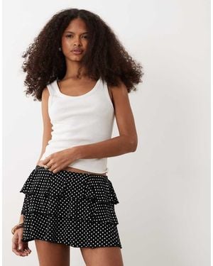 Miss Selfridge Tiered Mini Skort - White