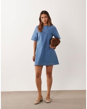 ASOS Denim T-shirt Mini Dress - Blue
