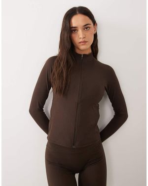 4505 Icon Soft Touch Zip Up Studio Long Sleeve Top - Grey