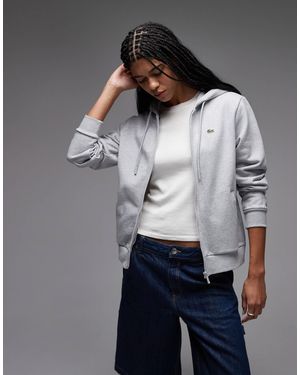 Lacoste Logo Zip Through Hoodie - Grey