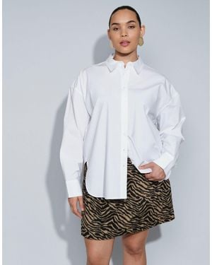 ASOS Asos Design Curve Dipped Hem Oversized Shirt - White