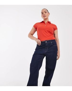 ONLY Curve Juicy Vaqueros De Talle Alto Y Pernera Ancha En Lavado - Azul