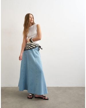 TOPSHOP Denim Seamed Circle Skirt - Blue