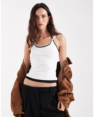 JJXX Double Layer Contrast Halter Top - White