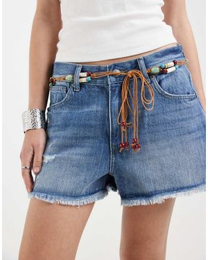 ONLY Belt Detail Denim Shorts - Blue