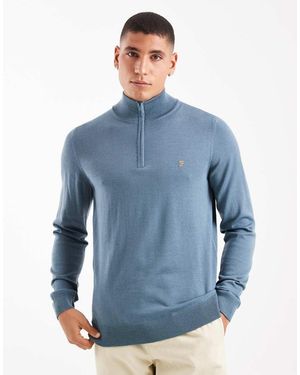Farah Redchurch Half Zip Merino Wool Jumper - Blue