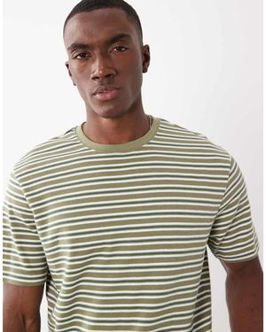 Threadbare T-Shirt A Maniche Corte Bianca E A Righe - Marrone