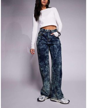 Courtside Baggy Denim Jeans Donkerblauwe Acid-Wash