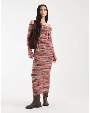 Kiwi & Co Bibi Textured Knit Bardot Maxi Dress - Purple
