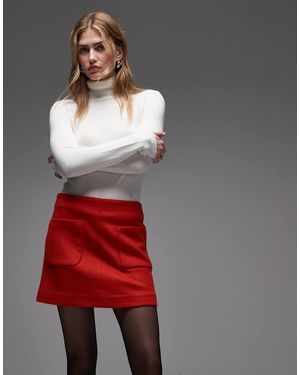 ARKET Wool Rich Mini Skirt With Front Pockets - Red