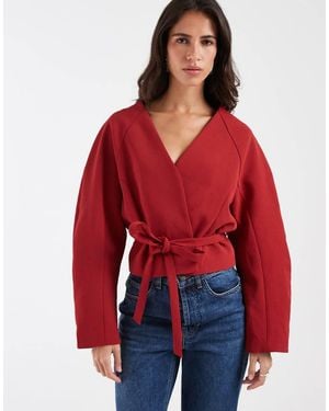 ASOS Cropped Rounded Shoulder Blazer - Red