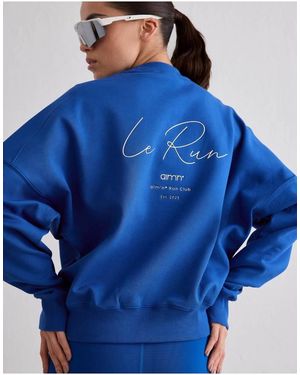 Aim'n Sudadera Azul Eléctrico Para Correr Con Estampado "Le Run"
