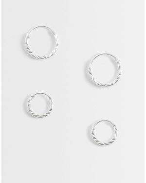 Kingsley Ryan Kignsley Ryan Multipack 8 And 10Mm Twisted Hoops - White