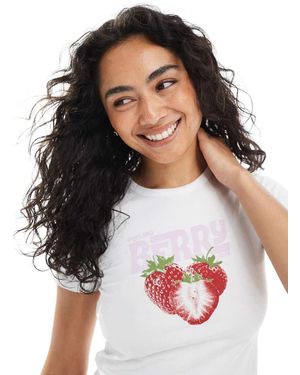 JJXX Gigi Baby Tee With Berry Print - Black