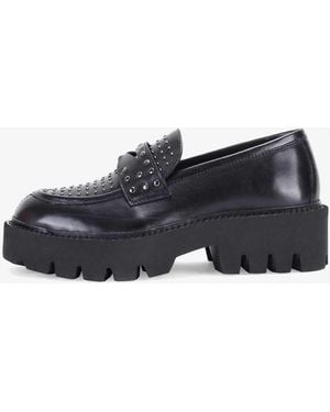 OFF THE HOOK 'Compton' Stylish Block Heel Leather Loafer Shoes - Blue