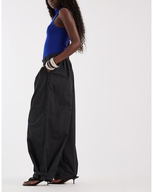 Noisy May Utility Wide Leg Balloon Pants With Buttons - Blue