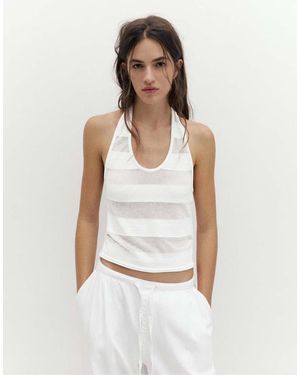 Pull&Bear Sheer Halter Top - White
