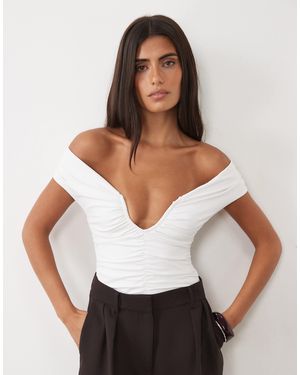 ASOS Schulterfreier body mit u-ausschnitt-detail - Weiß