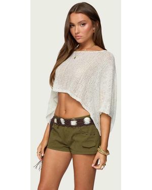 Edikted Laline Oversized Knit Crop Top - White