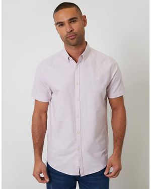 Threadbare Oxford Cotton Short Sleeve Shirt - White
